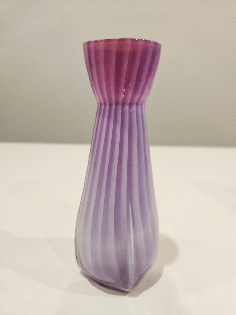 Pink and white striped vase arrangement