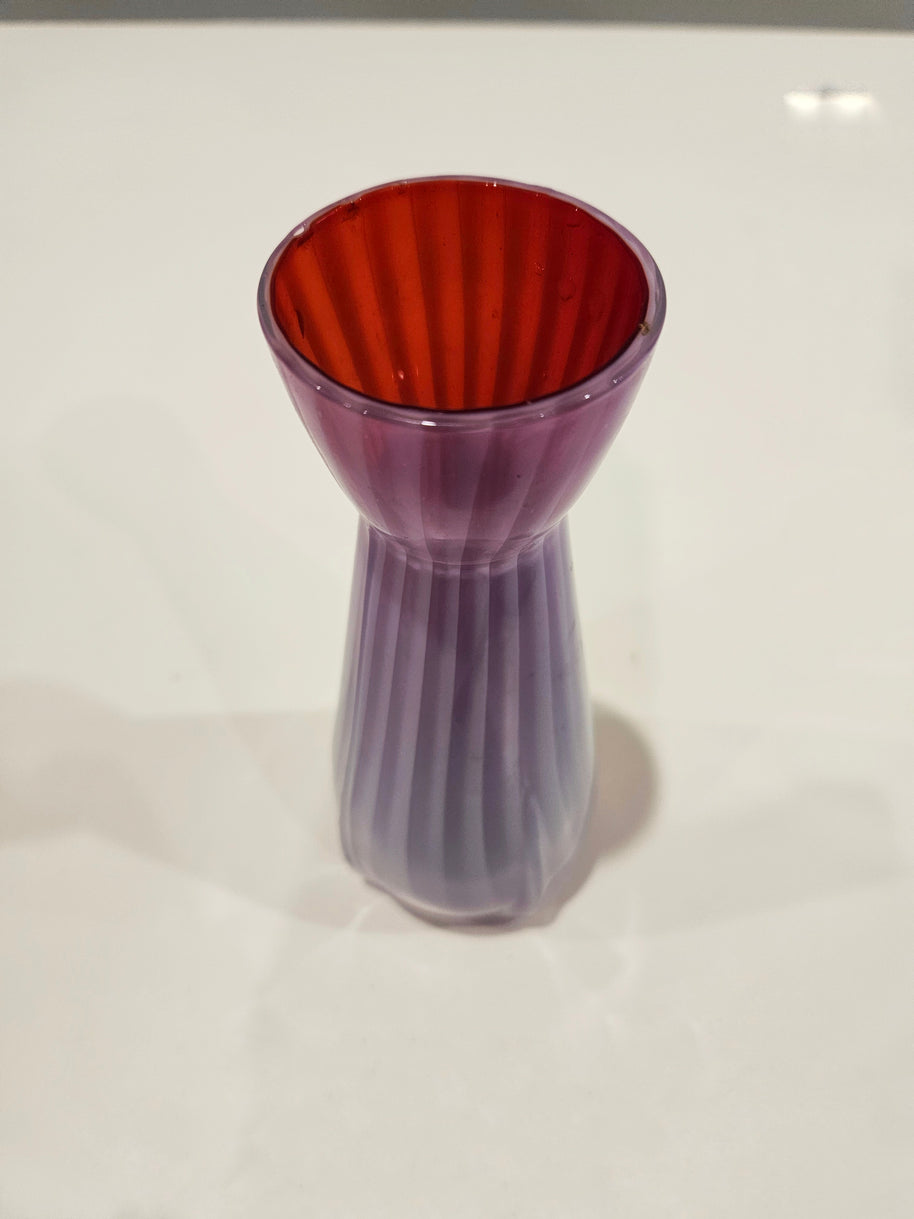 Pink and white striped vase arrangement