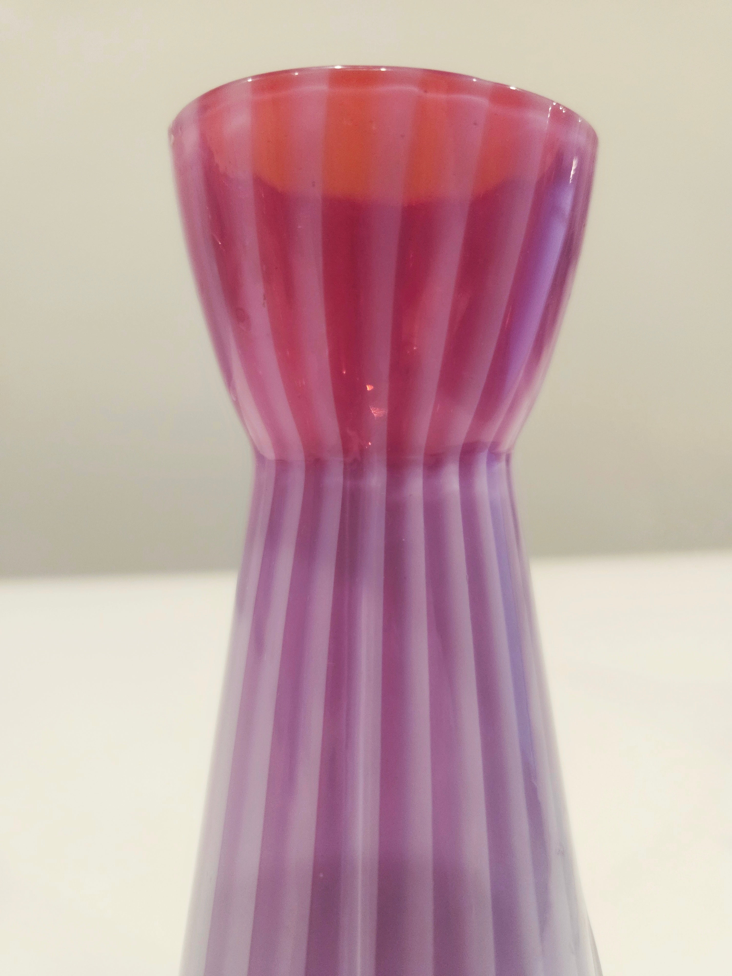 Pink and white striped vase arrangement