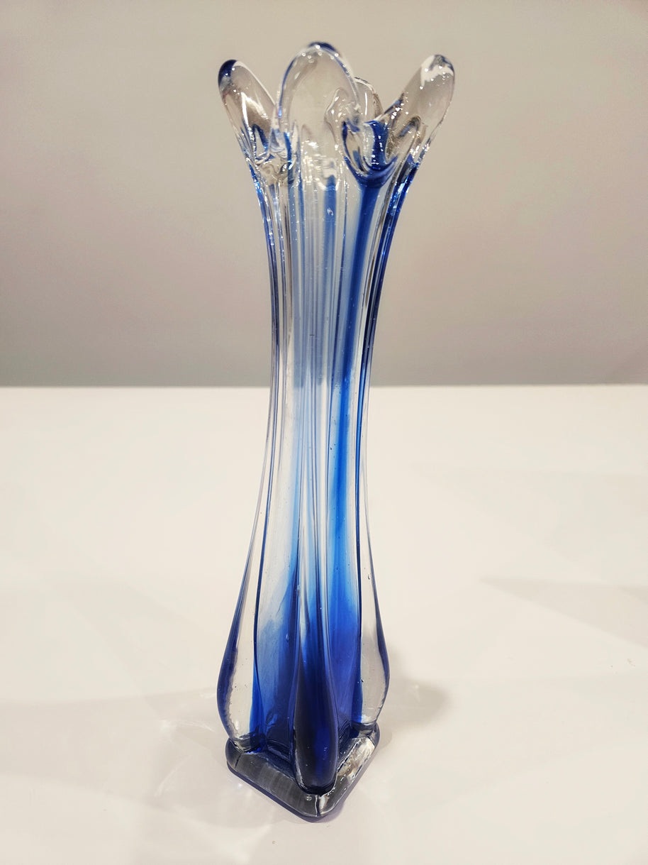 Blue glass finger vase arrangement