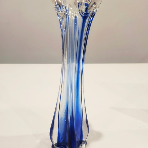 Blue glass finger vase arrangement