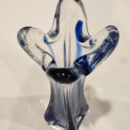 Blue glass finger vase arrangement