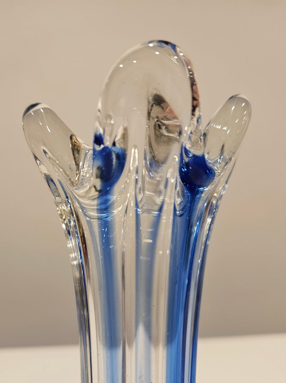 Blue glass finger vase arrangement