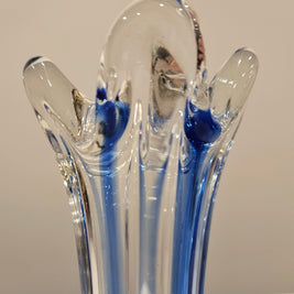Blue glass finger vase arrangement
