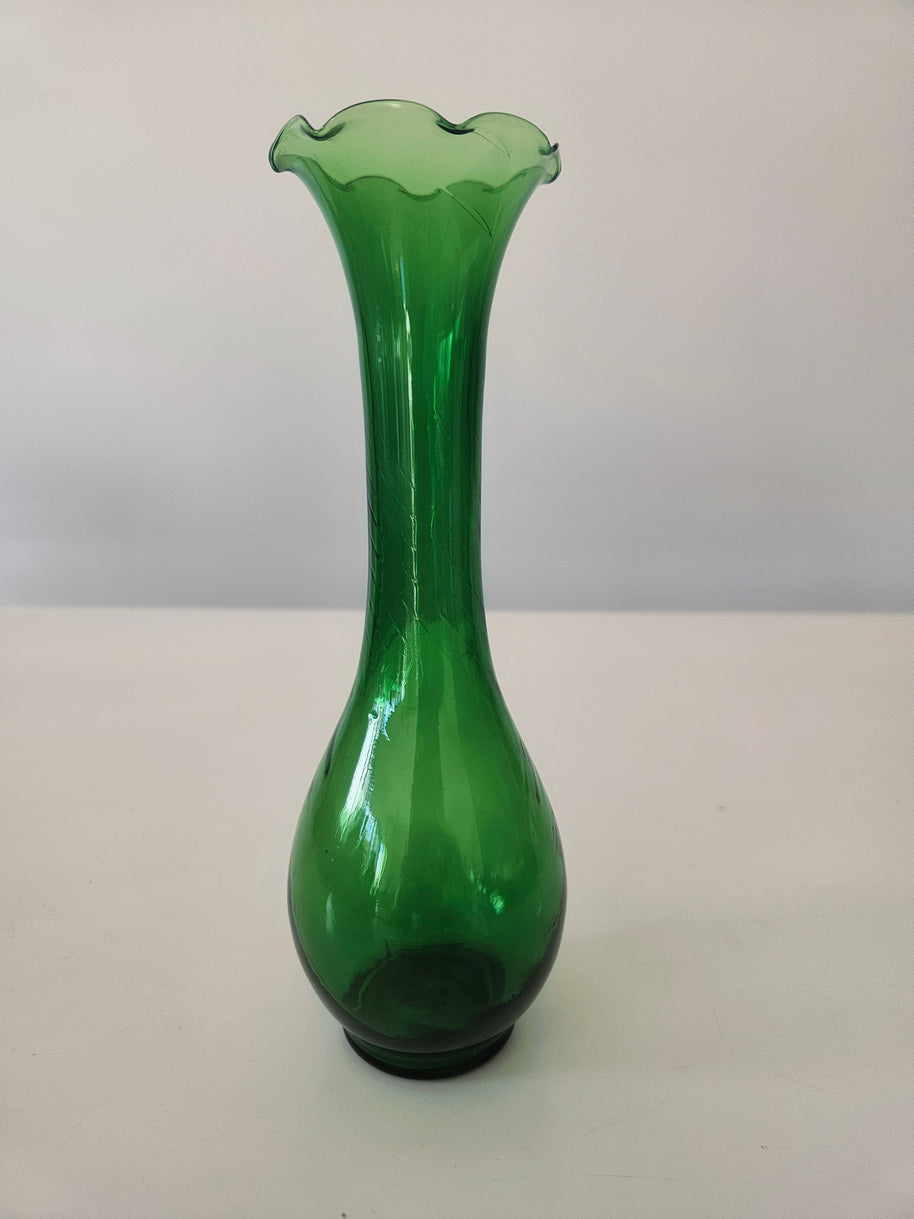 Green slimline glass vase arrangement
