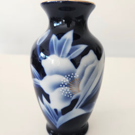 Deep blue Japanese art vase arrangement