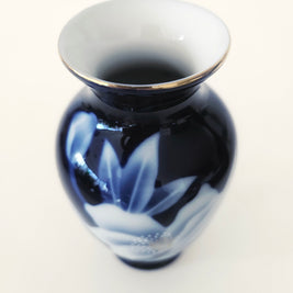 Deep blue Japanese art vase arrangement