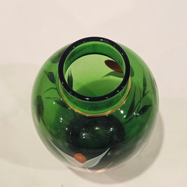 Green hand painted floral bud vase arrangement