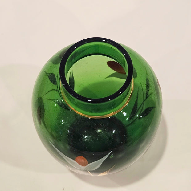 Green hand painted floral bud vase arrangement