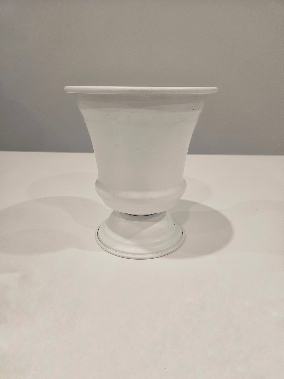 White metal urn arrangement