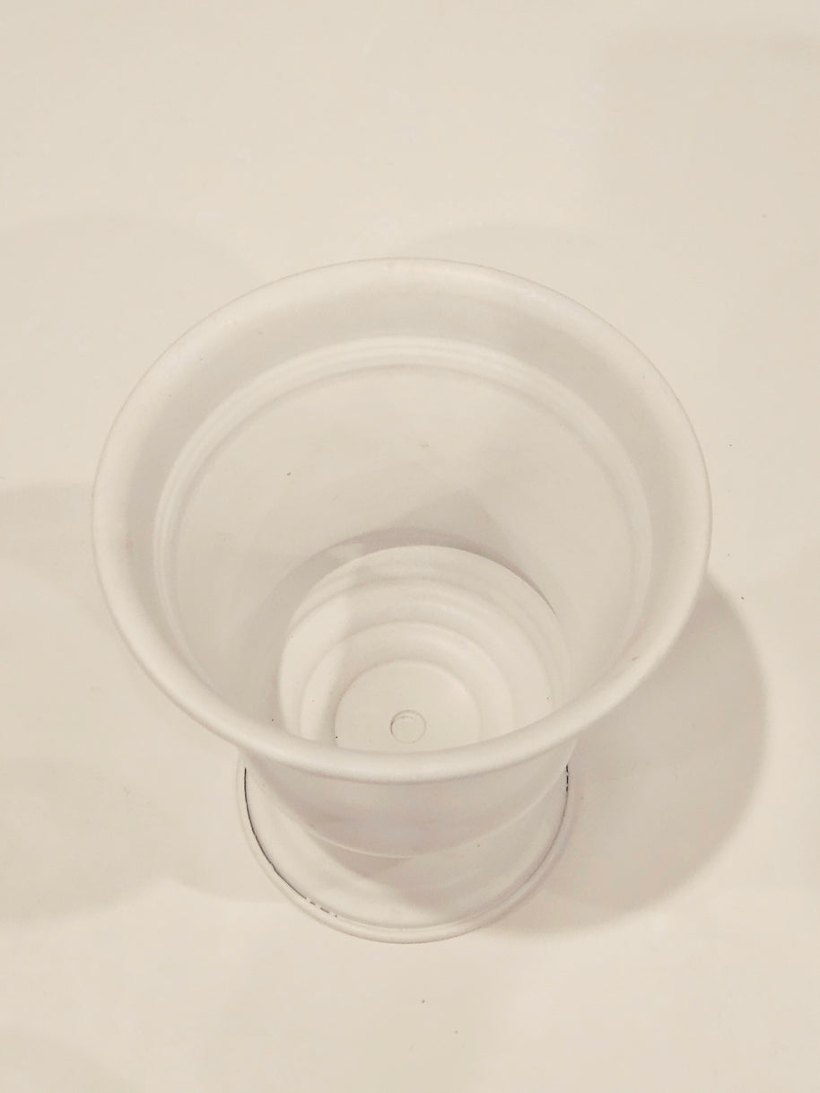 White metal urn arrangement