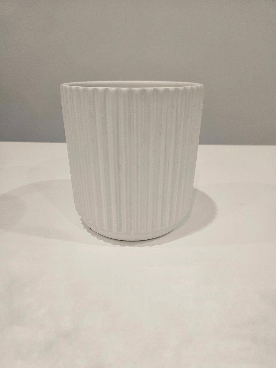 White ribbed pot flower arrangement