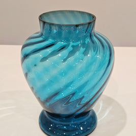 Mid century blue glass vase arrangement