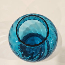 Mid century blue glass vase arrangement