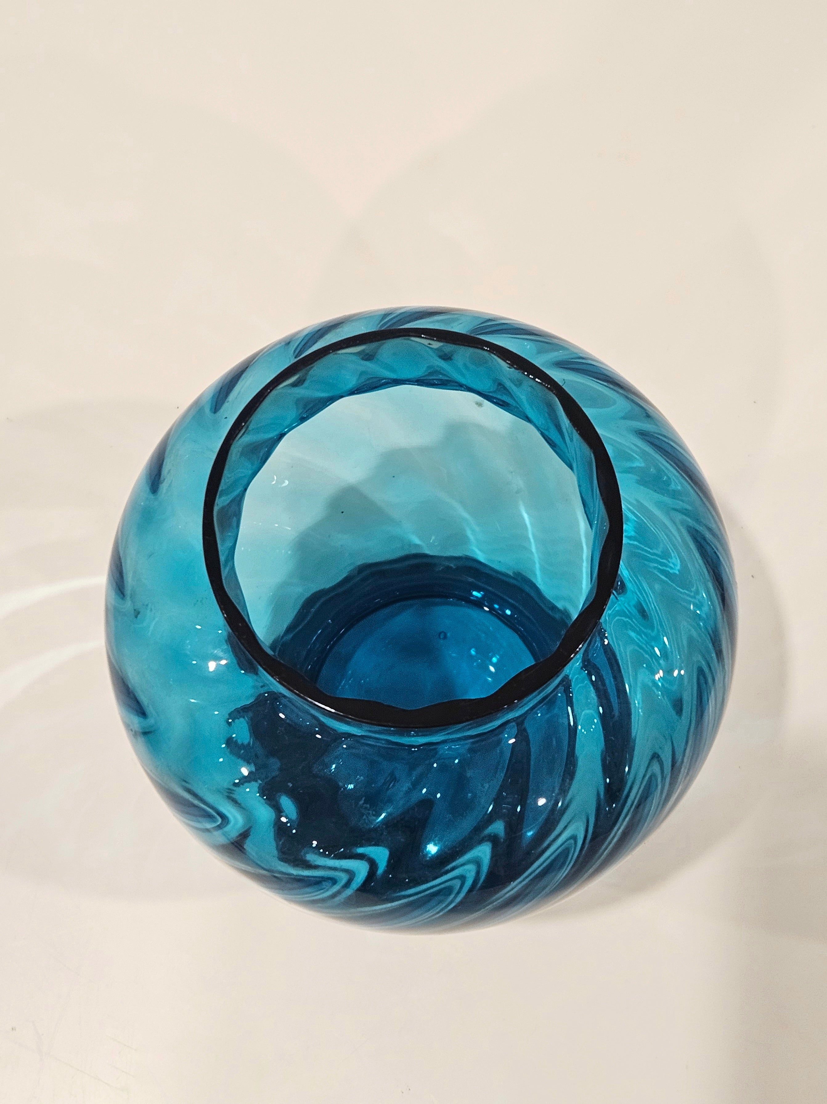 Mid century blue glass vase arrangement