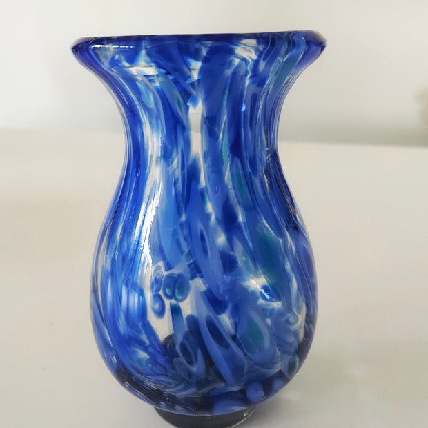 Blue glass vase arrangement