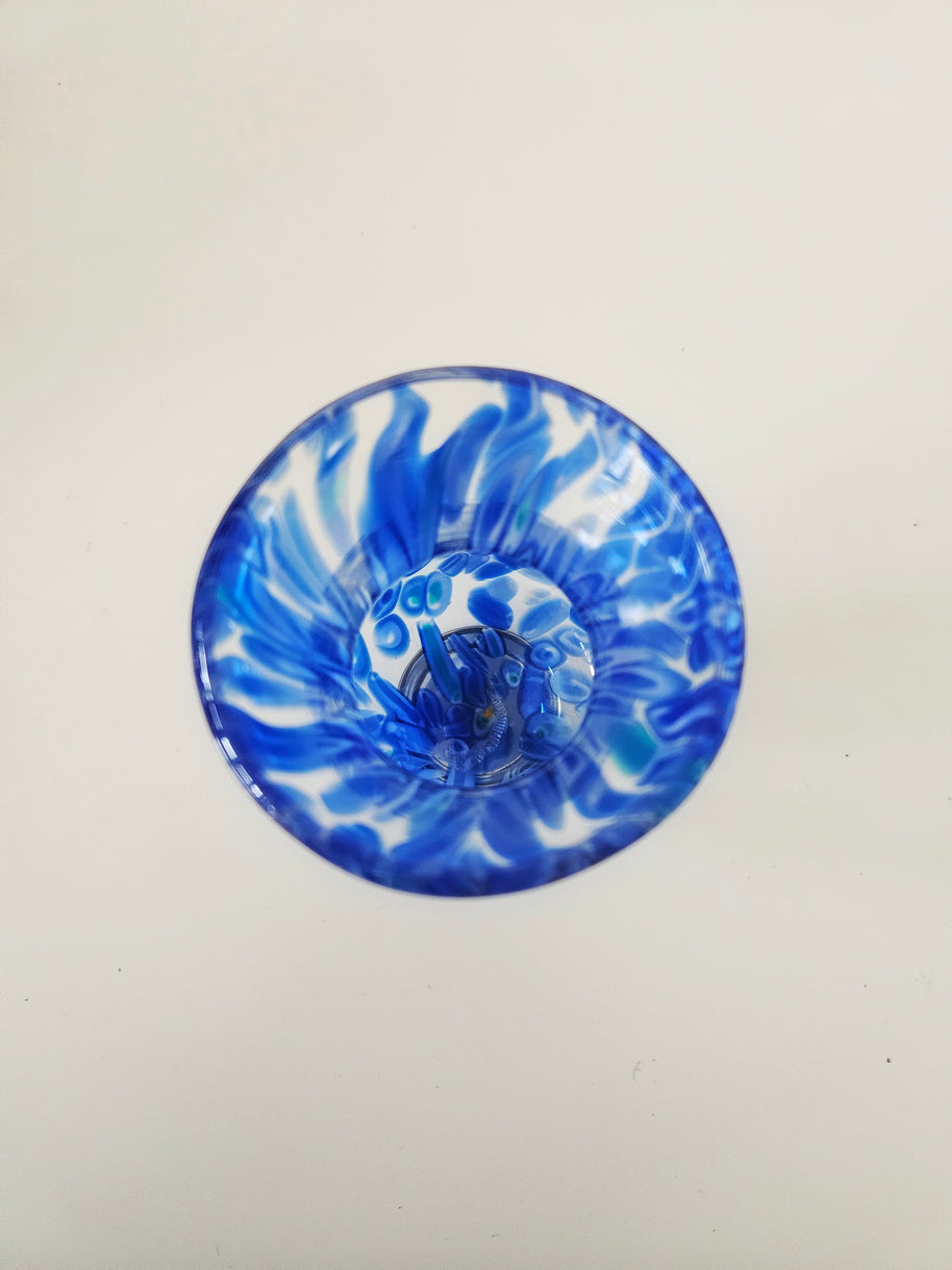 Blue glass vase arrangement