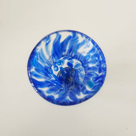 Blue glass vase arrangement