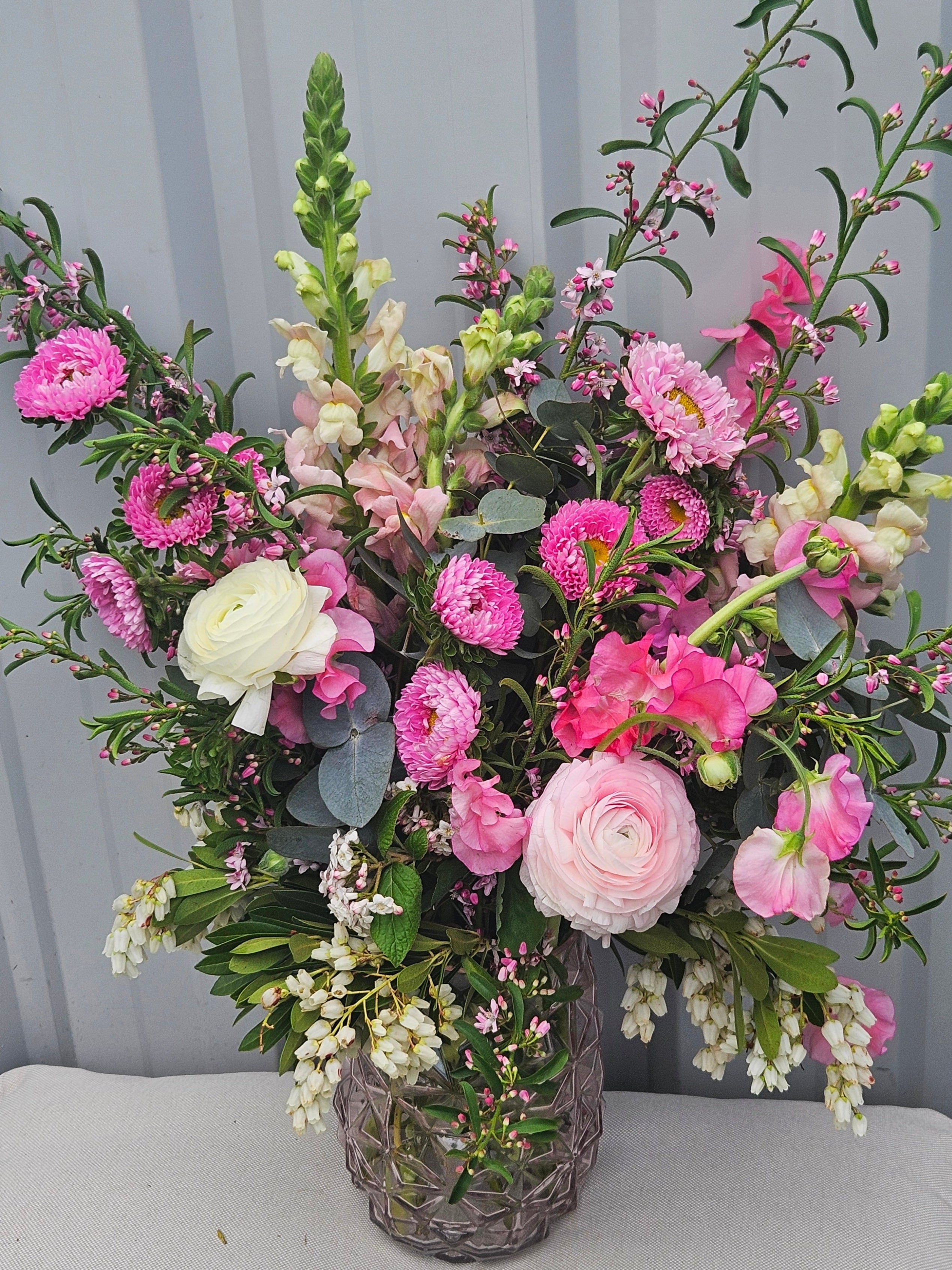 Soft pink glass vase