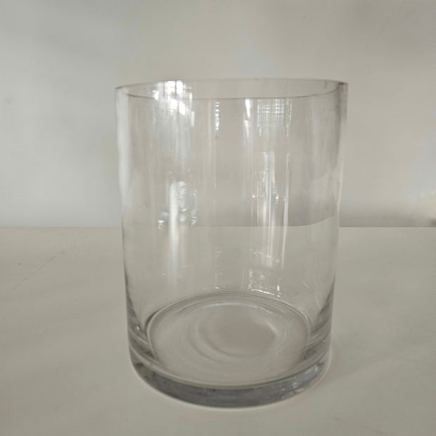 Clear glass vase on a white background