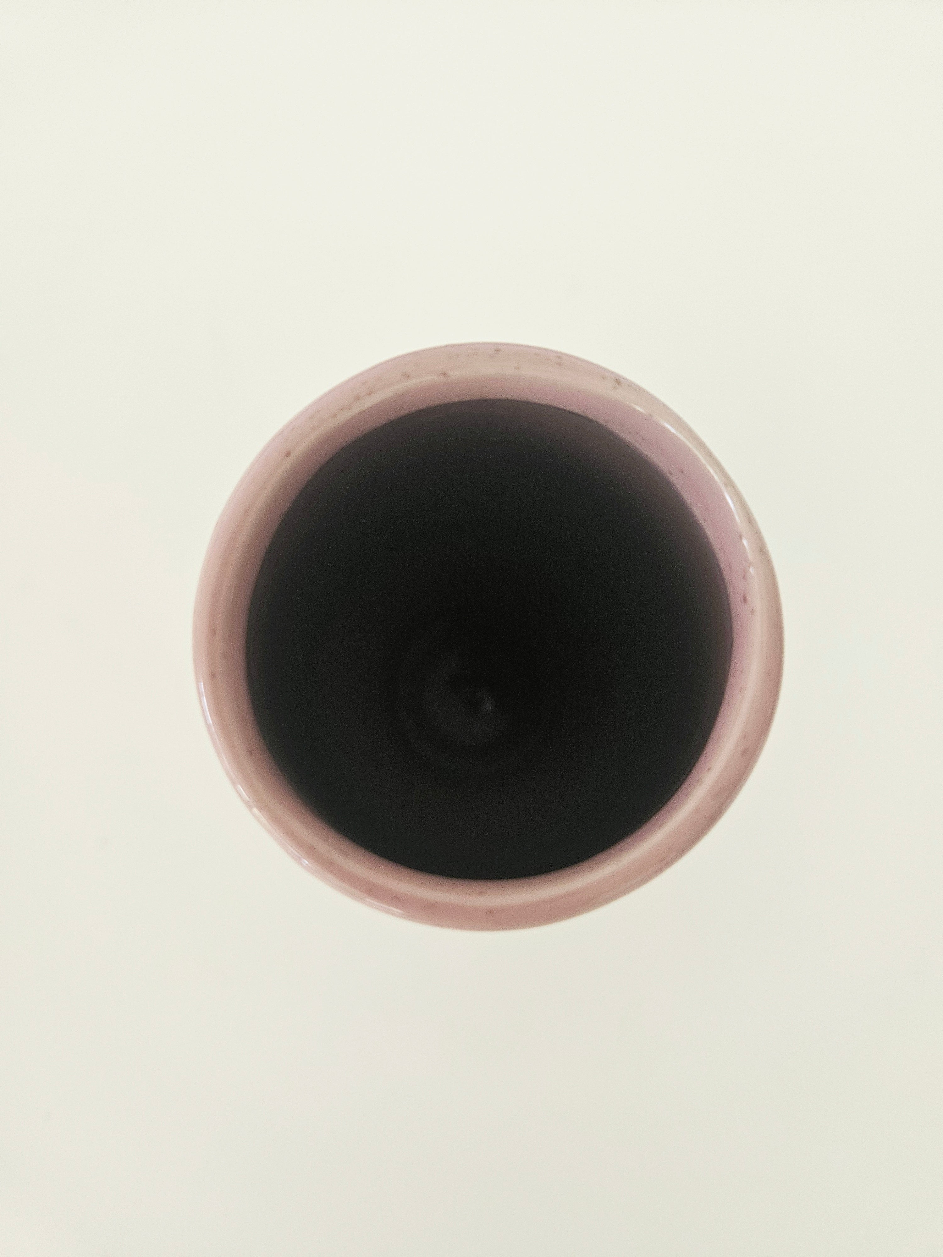 Top down view of a pink vase