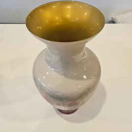 Tall red and white drip art vase arrangement