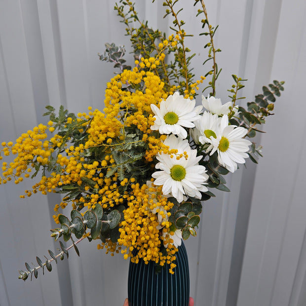 Ceramic blue green vase arrangement