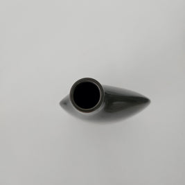 Top down view of a black ceramic vase