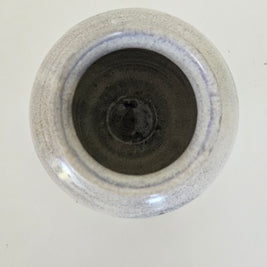 Blue and grey ceramic fishbowl vase arrangement