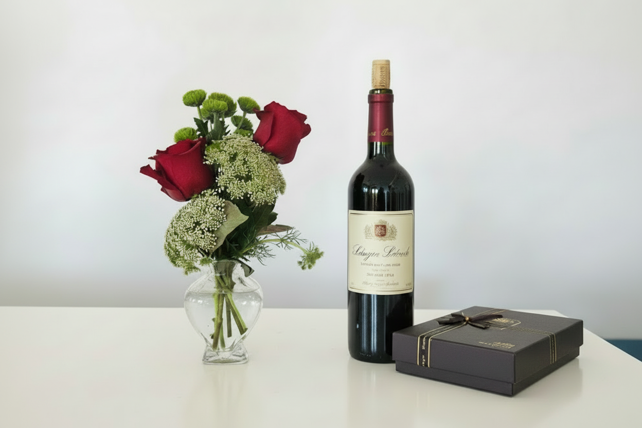 Heart-shaped vase arrangement