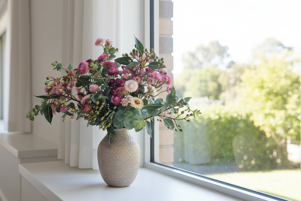 Gold fish pattern vase arrangement
