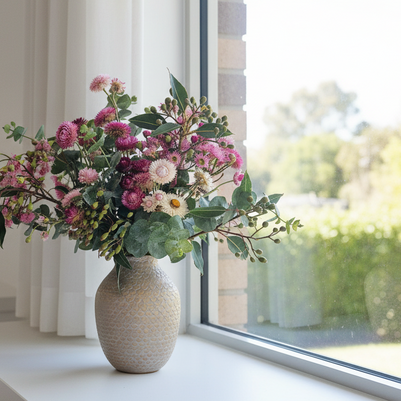 Gold fish pattern vase arrangement