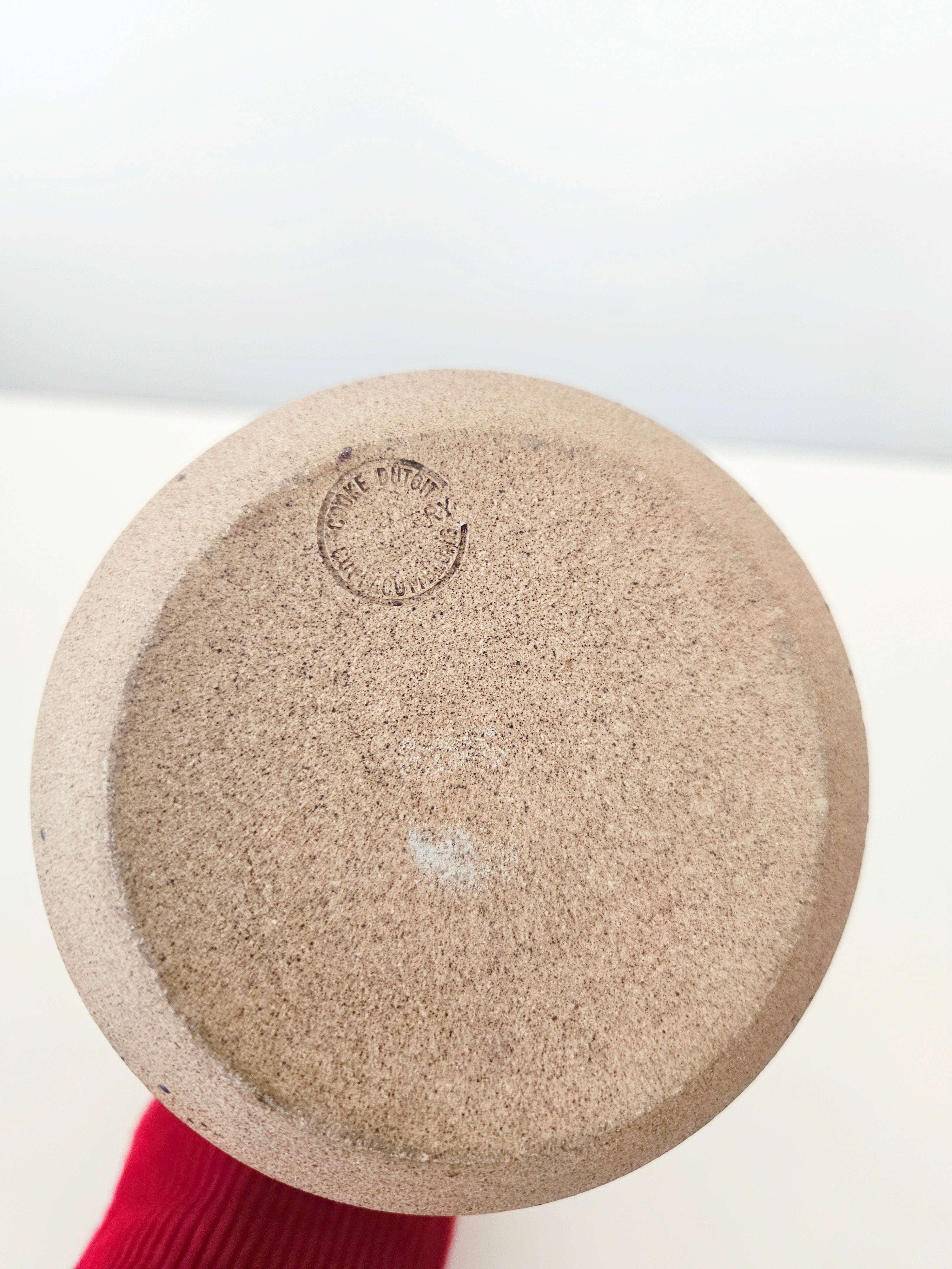 View of base of pottery vase