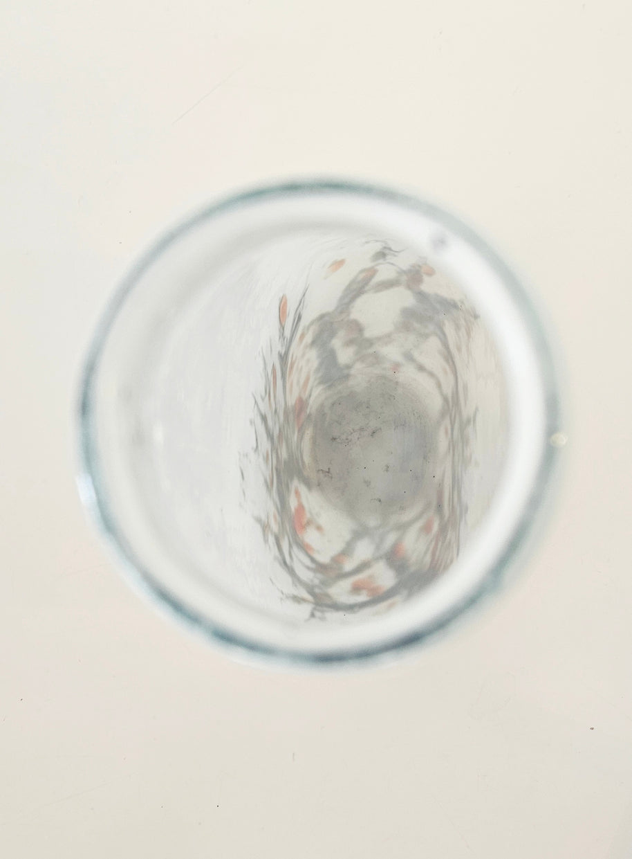 Top down view of fire art vase