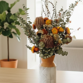White and terracotta decorative pot arrangement