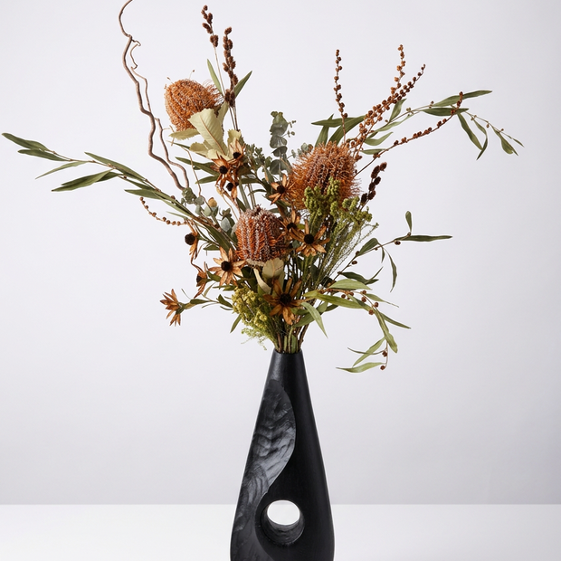 Black industrial chic vase arrangement