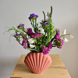 Peachy nude shell vase arrangement