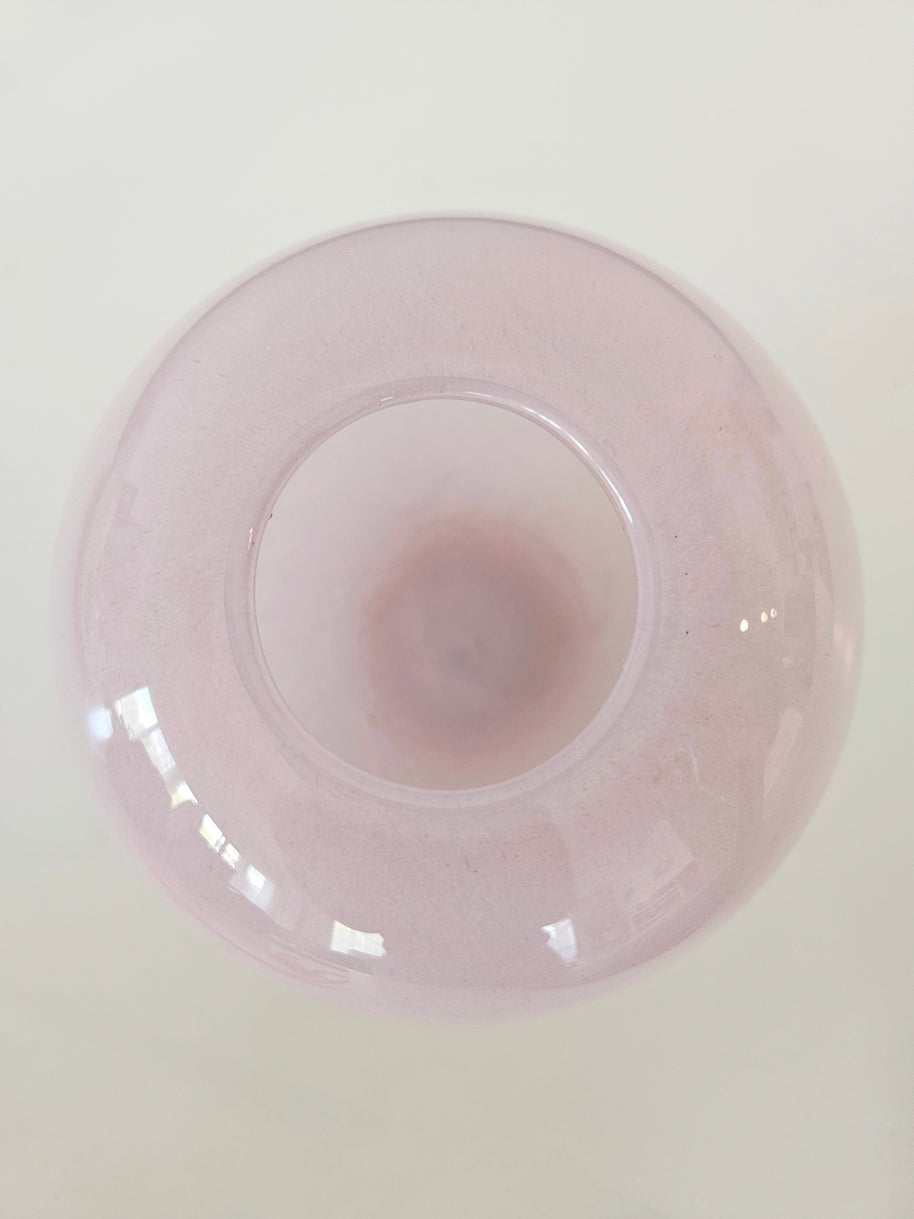 top down view of a pink vase