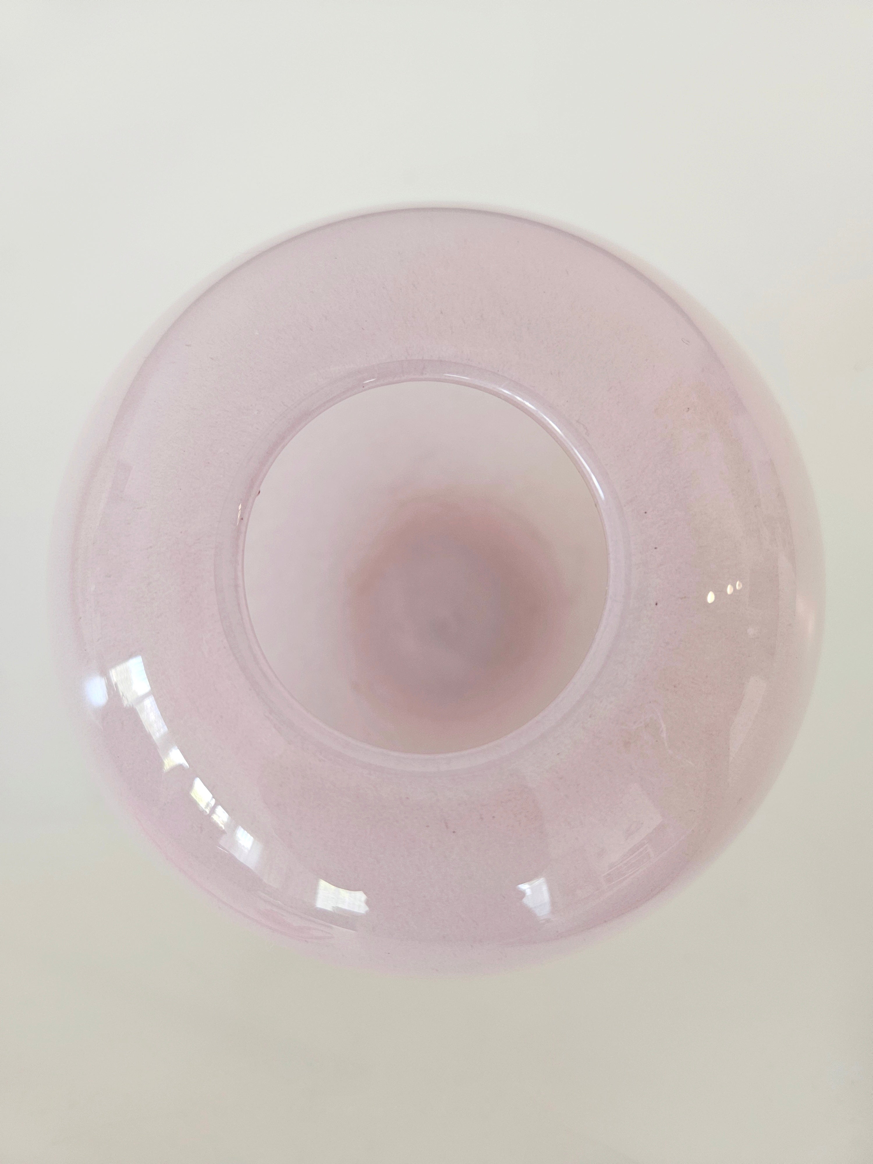 top down view of a pink vase