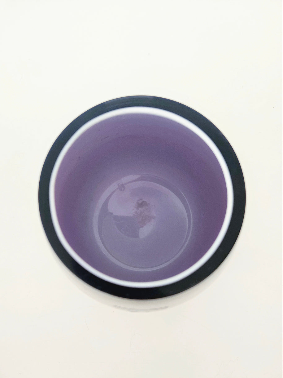 top down view of purple vase