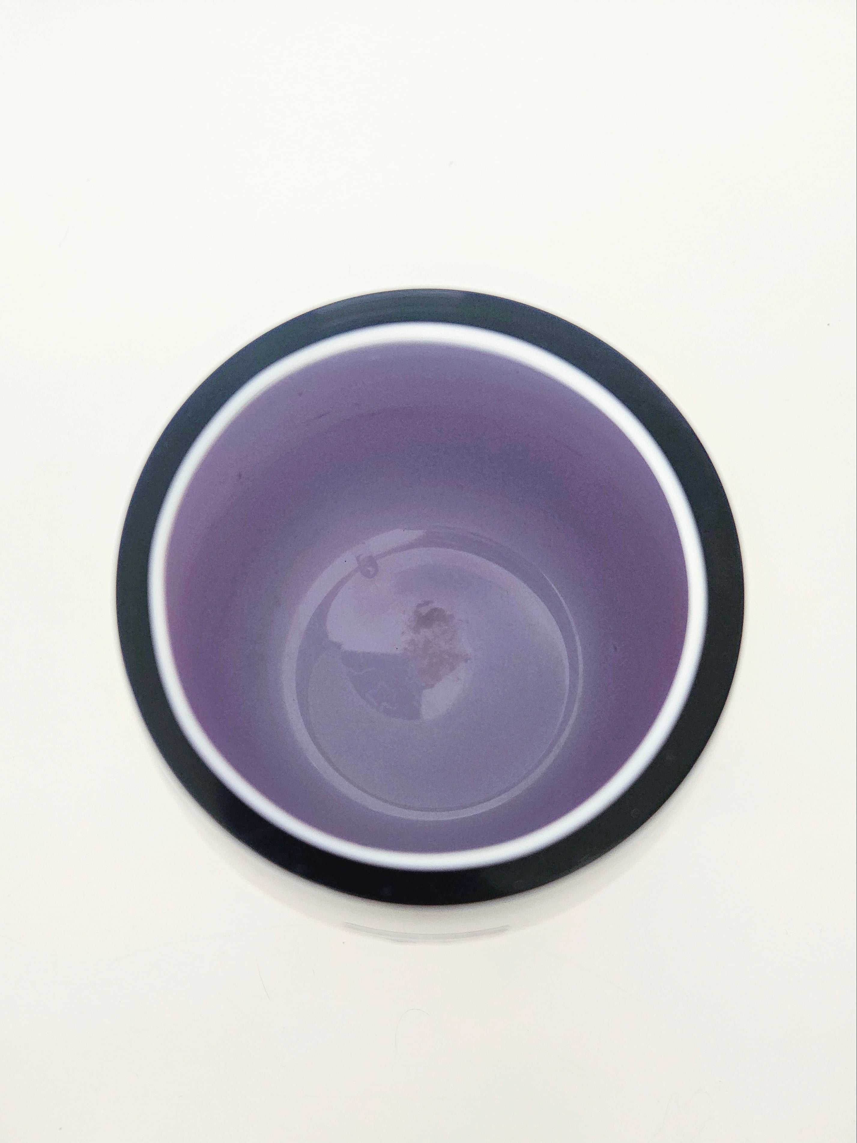 top down view of purple vase